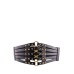 حزام السرج نسائي تصميم فريد مخرّم مزيّن بخرز معدنية ستايل شبابي