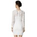 فستان أبيض  ضيق متباين الاطراف مخرم شفاف