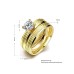 2 Pcs Aureate Stripes Carved Blinking Crystal Fancy Ring Set