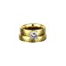 2 Pcs Gold Plated Circle Carved Ritzy Rhinestone Classy Ring Set