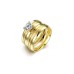 2 Pcs Gold Plated Circle Carved Ritzy Rhinestone Classy Ring Set