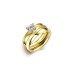 2 Pcs Gold Plated Stripe Carved Dazzling Zircon Ring Set