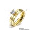 2 Pcs Gold Plated Stunning Round Circle Carved Crystal Inlay Ring Set
