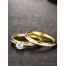 2 Pcs Two Tone Brief Design All Match Crystal Inlay Ring Set
