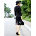 فستان أسود متوسط الطول  بكم ثلاثة أرباع