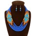 3Pcs Retro Style Multi Colors Bead Necklace Earrings