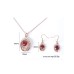 3 Pcs Shining Red Rhinestone Inlay Hollow Out Oval Jewelry Set