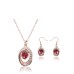 3 Pcs Shining Red Rhinestone Inlay Hollow Out Oval Jewelry Set