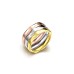 3 Pcs Sleek Three Tone Faceted Simple Style Ring Set