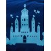 أغطية للسرير 4 قطع مريح لون أزرق غامق بقلعة كرتونية