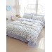  طقم مفارش سرير 4 قطع لون أزرق فاتح بطباعة أزهار 