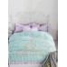  أغطية سرير باللونين الأخضر والبنفسجي مزينة بفراشات جميلة