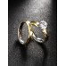Border Gold Plated Rhinestone Inlay 2 Pieces Ring Set