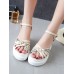 Braided Pattern Ankle Strap Sweet Wedge Sandals