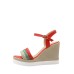 Colorful Braided Pattern Slingback Platform Wedge Sandals