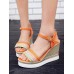 Colorful Braided Pattern Slingback Platform Wedge Sandals