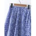 Elastic Waist Blue Print Casual Pants
