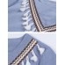 Ethtic Style Embroidery Pattern Tassel Women's Denim Dress