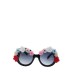 Exaggerate Colorful Rose Inlay Round Sleek Frame Women Sunglasses