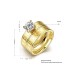 Gold Plated Crystal Ornament Two Pieces Ring Set