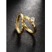 Goldtone Rhinestone Unique Two Pieces Ring Set