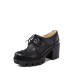 Graceful Patchwork Chunky Heel Casual Lace Up Women's Pumps