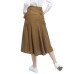 High Waist Solid Color Midi Skirt With Sash