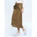 High Waist Solid Color Midi Skirt With Sash