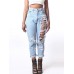 Hollow Out Plus Size Solid Harem Jeans For Women