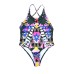 Hollow Out Print Cross Back Swimsuit