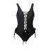 Lace Up Front Side Black Swimsuit