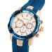 Men's Chromatic Blue Silicone Strap 3 Decorative Sub Dials Quartz Watch