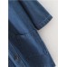 Women‘s Long Sleeve Pockets Maxi Long Denim Jacket