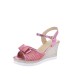 Peep Toe Bow Slingback Platform Wedge Sandals