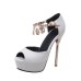 Peep Toe Crystal Thin Heel Sexy Pumps For Women