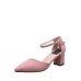 Pointed Toe Ankle Strap Chunky Heel Pumps For Women