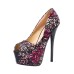 Print Lace Patchwork Platform Thin Heel Peep Toe Pumps For Women