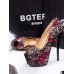 Print Lace Patchwork Platform Thin Heel Peep Toe Pumps For Women