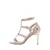 Rivets Trim Buckle Thin Heel Versatile Sandals