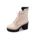 Round Toes Chunky Heel Lace Up Women’s Boots