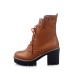 Round Toes Chunky Heel Lace Up Women’s Boots