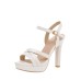 Sexy Cross Over Strap Cutout Buckle Up Solid Color High Heel Sandals