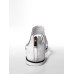 Silver Patchwork Trim Zipper High End Flat Sandals