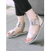 Silver Patchwork Trim Zipper High End Flat Sandals