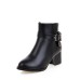 Solid Chunky Heel Buckle Women’s Short Boots