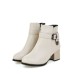 Solid Chunky Heel Buckle Women’s Short Boots