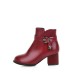 Solid Chunky Heel Buckle Women’s Short Boots