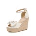 Sweet Bow Ankle Strap Buckle Espadrille Wedge Sandals