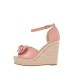 Sweet Bow Ankle Strap Buckle Espadrille Wedge Sandals