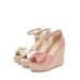 Sweet Bow Ankle Strap Buckle Espadrille Wedge Sandals